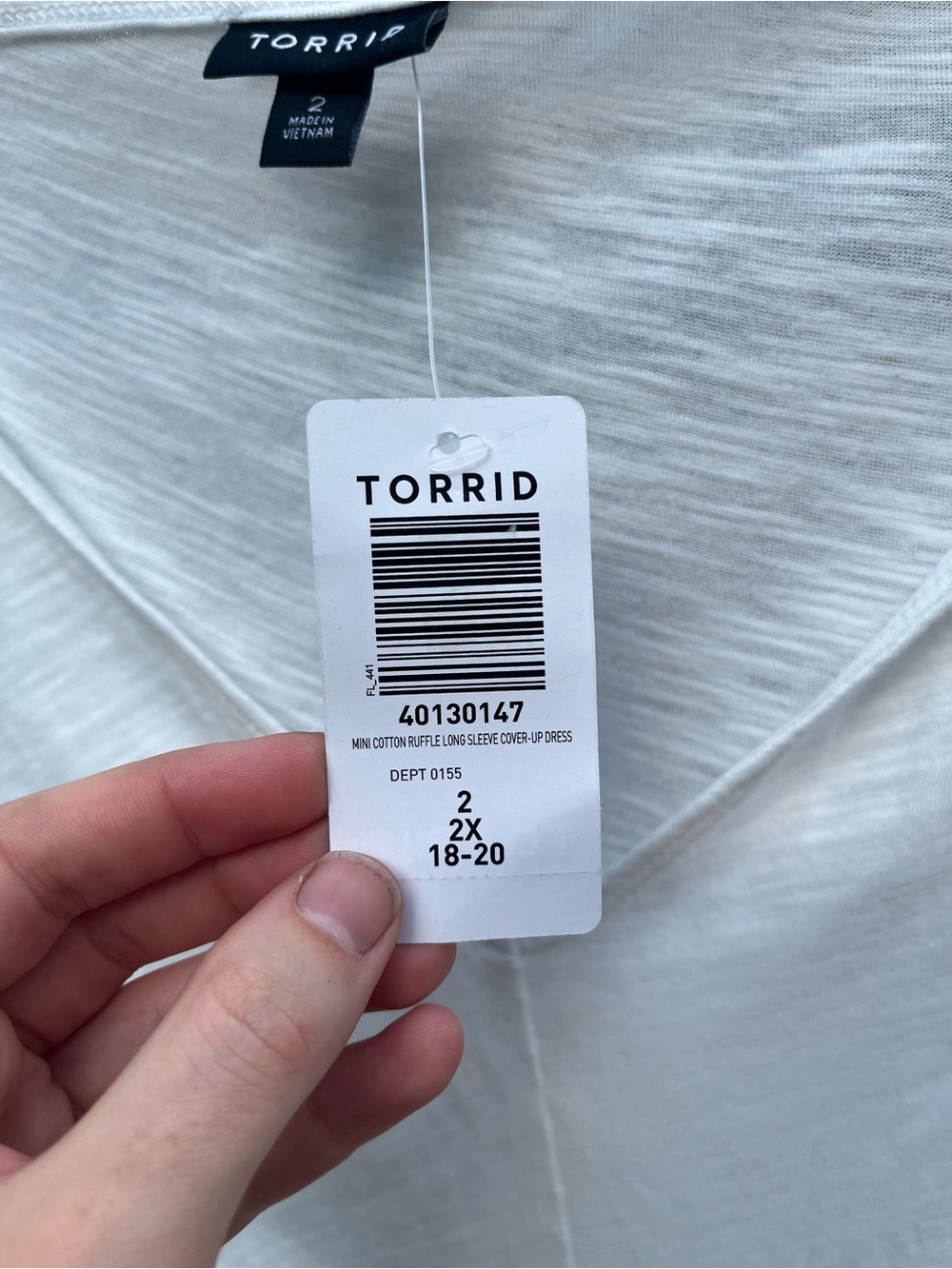 Torrid NWT Mini Cotton Ruffle Long Sleeve Beach Dress 2X white - Picture 9 of 10